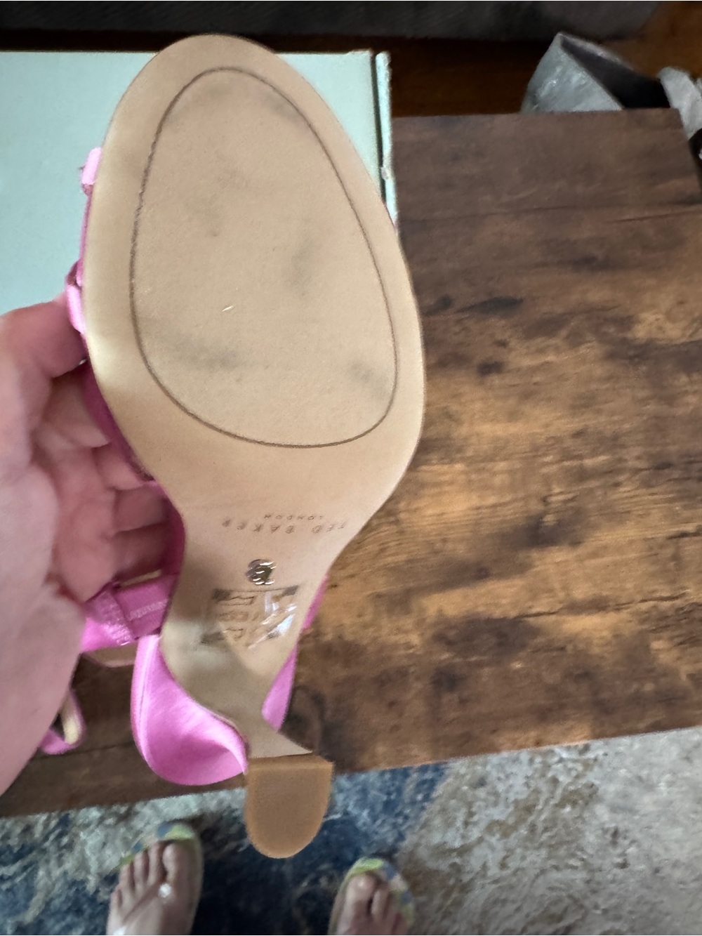 Ted Baker Pink Satin Slingback Heels with Rosette Detail - Picture 8 of 11